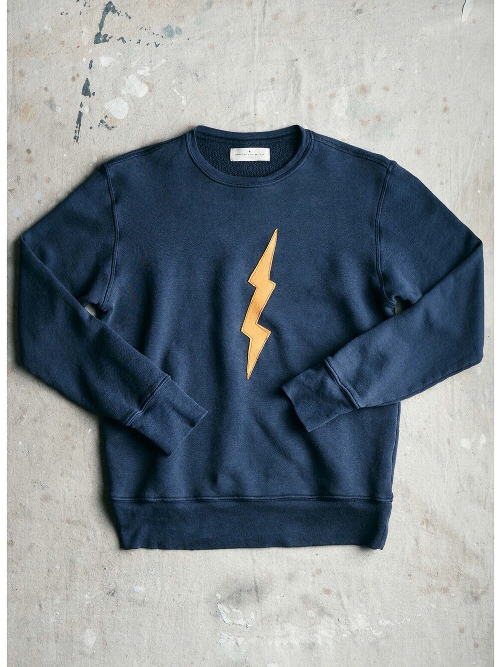 Imogene and Willie The Bolt Sweatshirt Unisex Lightning Navy Sz XS Crewneck Y2K